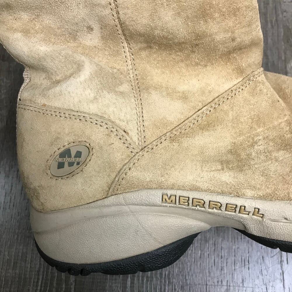 Merrell Boots Natural Shearling Winter Slip On Womens Size 6.5 - Picture 4 of 10
